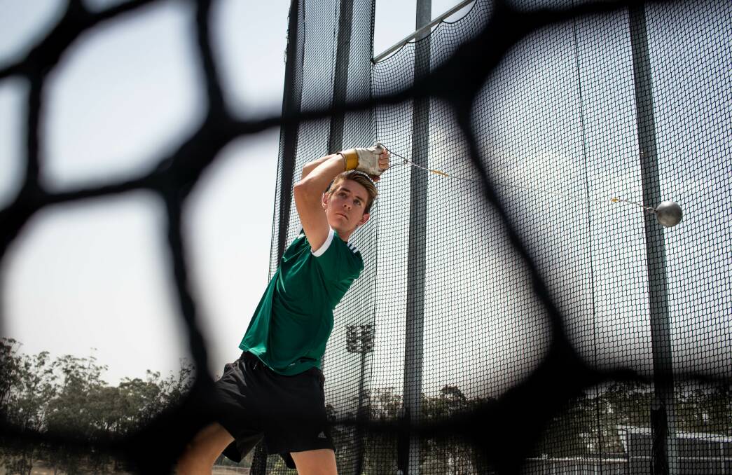 STAR IN THE MAKING: Thornlands athlete Will Higgins, 16, of Thornlands, is among the best young hammer throwers in the country. Photo: Casey Sims