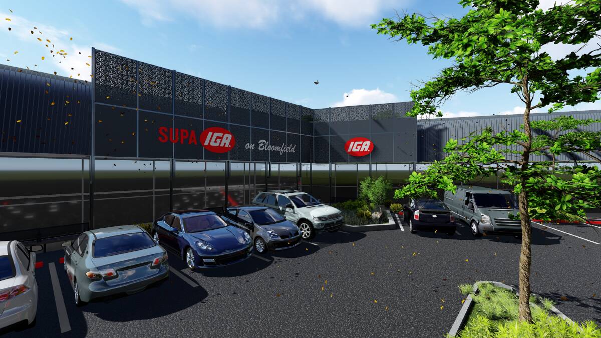 An artist's impression of the new IGA supermarket on Bloomfield Street, Cleveland. It will be located in the Ross Court complex near the Department of Transport and Main Roads. 