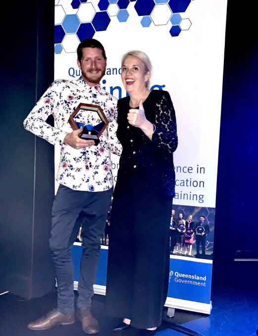 ACHIEVER: Equity VET Student of the Year Jake McCosker with MP Kim Richards at the Queensland Training Awards announcement for south-east Queensland.