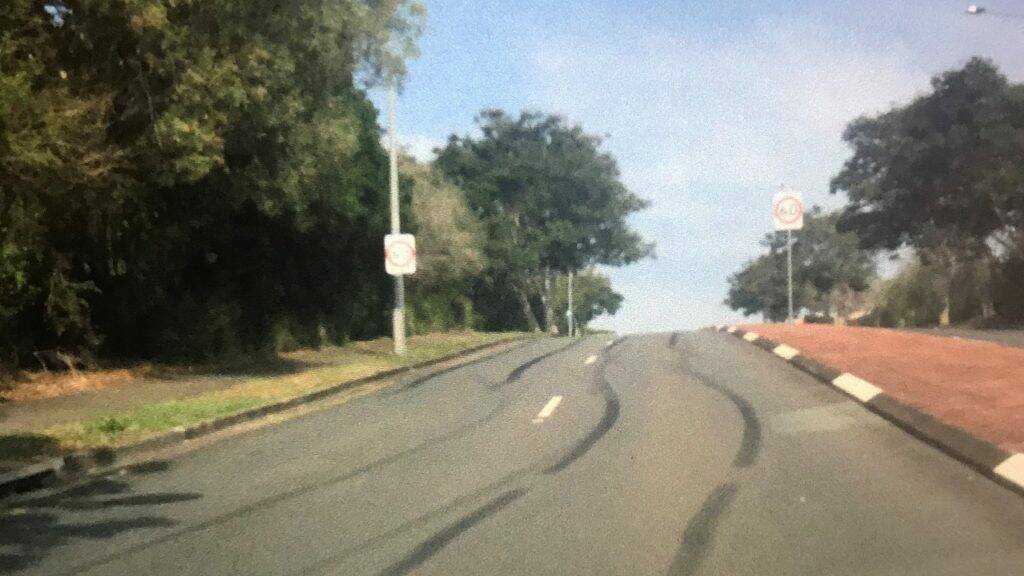 HOONS: Skid marks on School of Arts Road near Red Edge Shopping Centre. 