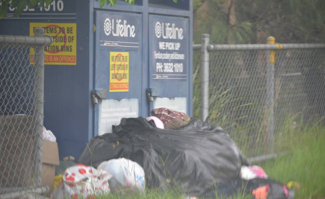 DUMPED: Hilliard State School's Lifeline bins were overflowing with a range of items. 