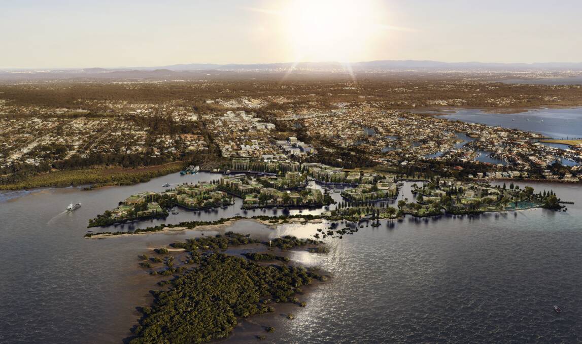 FROM ABOVE: An artist's impression of the proposed Toondah development from Walker Corp. 