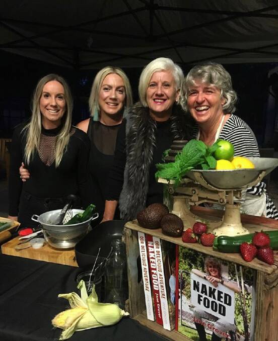 HEALTHY EATING: Jane Grover with The Cage founding director Linda Grieve and her daughters Kristy and Angie at a live cooking show last year. 