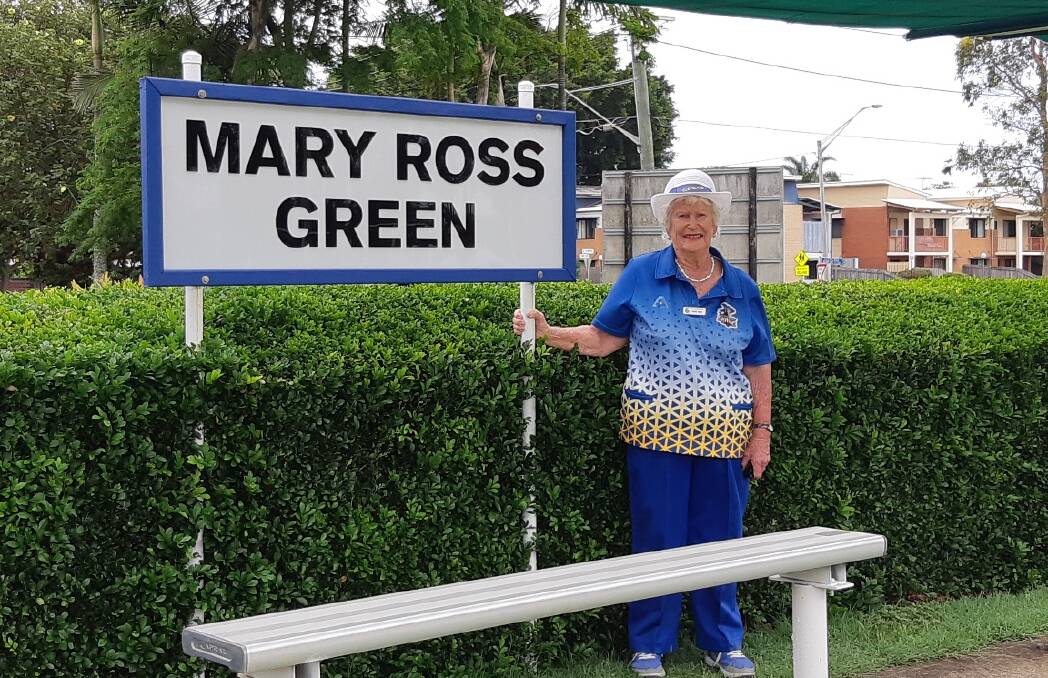 HONOUR: Prolific Cleveland bowler Mary Ross will forever be queen of the green at Sharks Bowls Club, where her name now sits above one of the greens. 