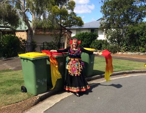 COLOUR: Bronwyn Reading performed a dance for the garbage man with her fan veils last week and doesn't plan on stopping anytime soon. 