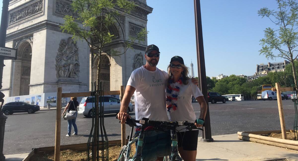 Mark and Julie Wallace on the London to Paris bike ride. Photo: Supplied 