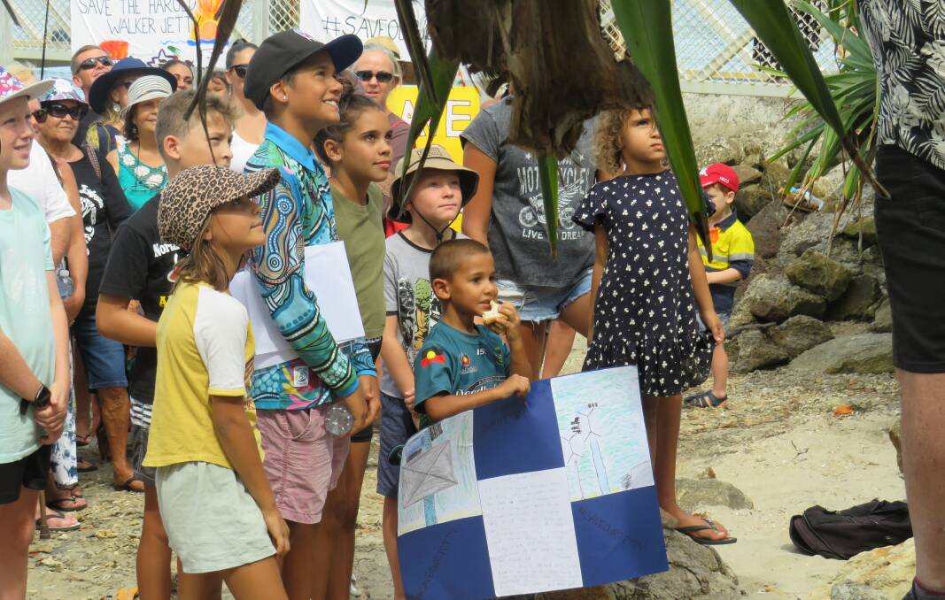 STOP DEMOLITION: The community gathered at the Harold Walker Jetty on the weekend to protest its removal. Photo: supplied
