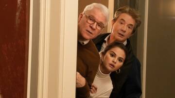 BACK AT IT: Steve Martin, Martin Short and Selena Gomez return for the second season of Only Murders in the Building while (below) Robert Sheehan, David Castaneda and Javon Walton appear in season three of The Umbrella Academy. Pictures: Disney+, Netflix