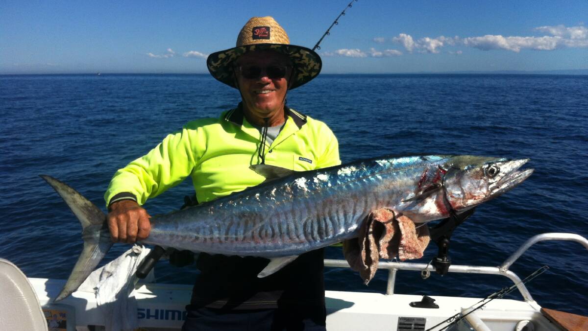 BUMPER CATCH: Geoff Sorrensen with a 135cm Spanish mackerel caught around the northern shipping beacons in Moreton Bay.