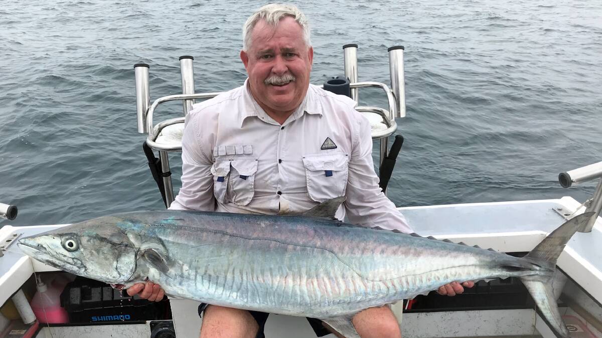 WHOPPER: Neil Stratford with a 32kg Spanish mackerel caught off Mooloolaba on a large slow trolled bait. The main species being caught offshore are snapper, tuskfish, pearl perch, a few mulloway and the odd Spanish mackerel.