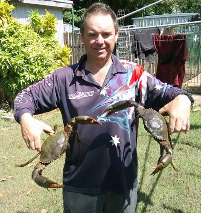 Jason May with a feed of late season mud crabs. Spanner crabs have also been in good numbers and there are still prawns, especially around the southern bay islands.
