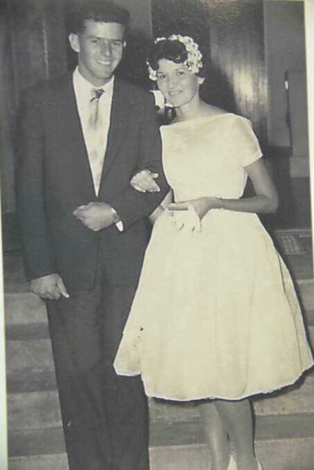 DOWN THE AISLE: The Parkers on their wedding day 60 years again.