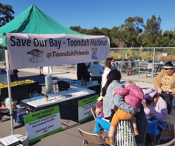 BANNER BAN: The Australian Conservation Foundation Bayside group stall at the IndigiScapes World Environment Day market.Photo: Chris Walker