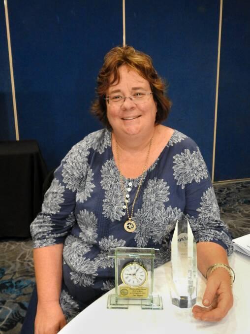 SERVICE: Sue Myers with her Florence Drury Award for Excellence as a Soroptimist.