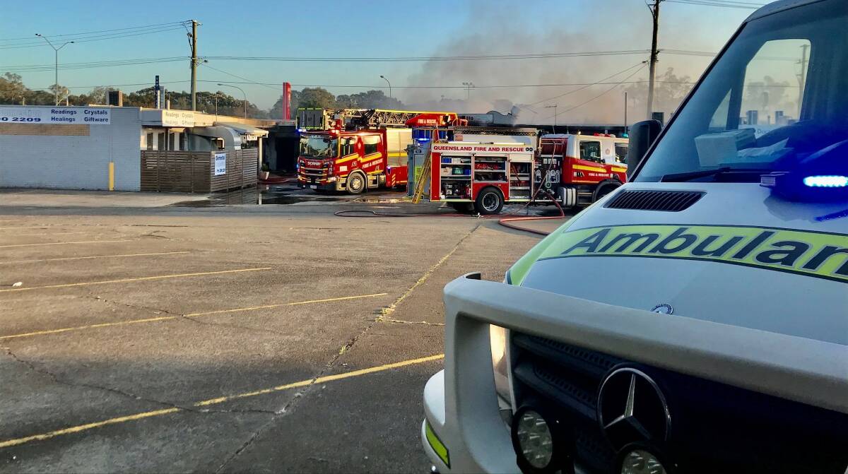 ALERT: Paramedics are on standby at a fire in Capalaba this morning. Photo: Queensland Ambulance Service.