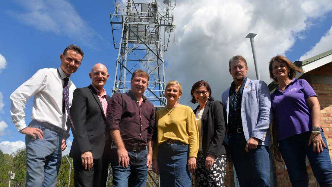 SOLD: This photo was taken in April last year when council purchased the land. At the Birkdale radio communications facility are MP Andrew Laming and councillors Peter Mitchell, Paul Gleeson, Karen Williams, Julie Talty, Paul Bishop and Wendy Boglary.