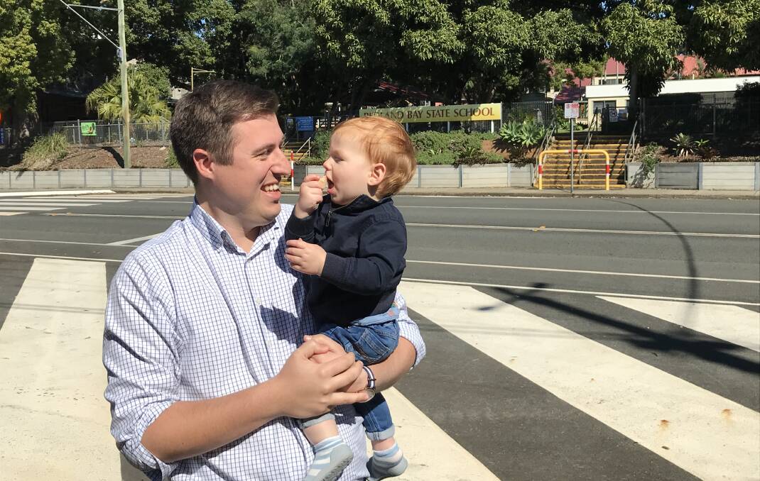 FUTURE PLAN: LNP candidate Henry Pike with son, Christian. He is calling for a second high school for Redland Bay.