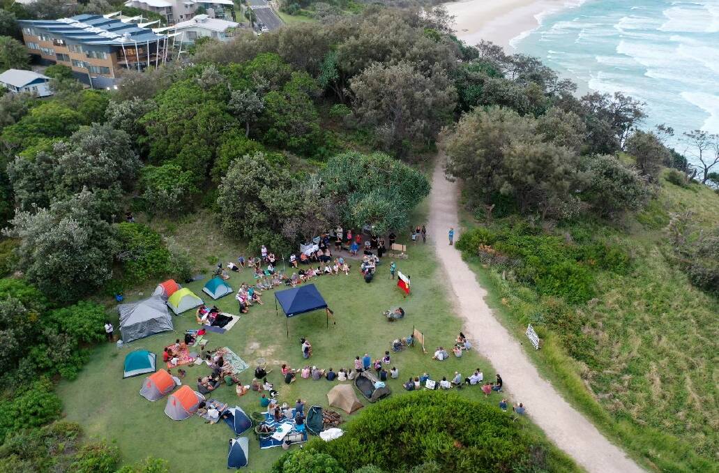 SACRED GROUND: Tents were set up on Point Lookout headland in an attempt to prevent the construction of a whale centre.