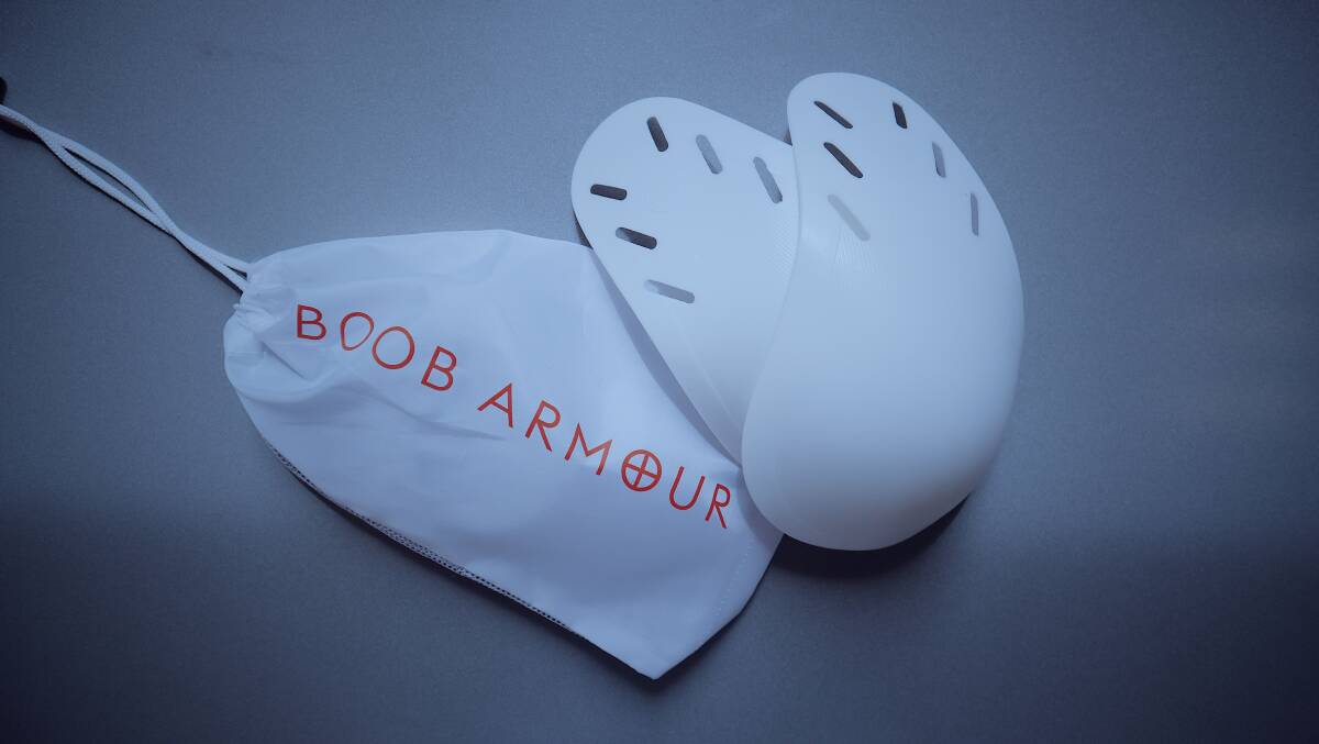 PROTECTION: Boob Armour consists of inserts made from soft but strong polyethylene to stabilise the breasts into position.
