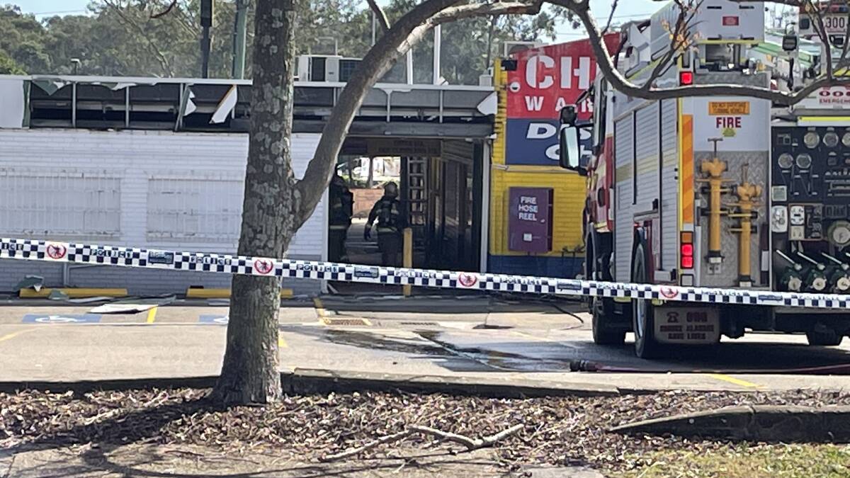 A fire gutted shops in a building in Old Cleveland Bay Road, Capalaba.