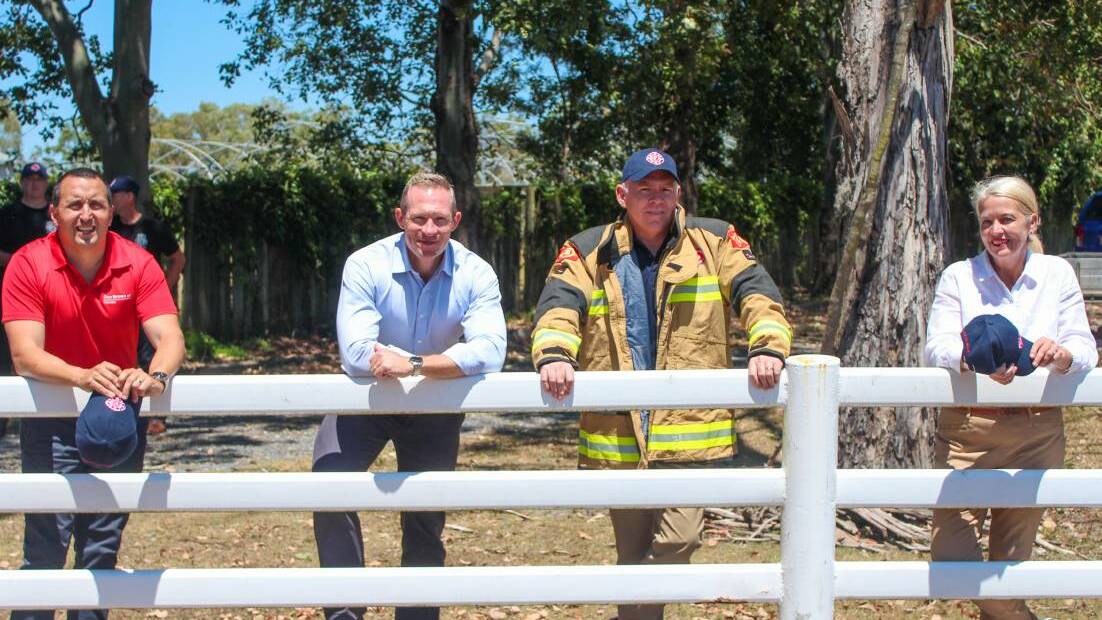 BIG PUSH: Capalaba MP Don Brown, Springwood MP Mick de Brenni, Queensland secretary of the United Firefighters Union John Oliver and Redland MP Kim Richards photographed last year when the state announced the new fire station.