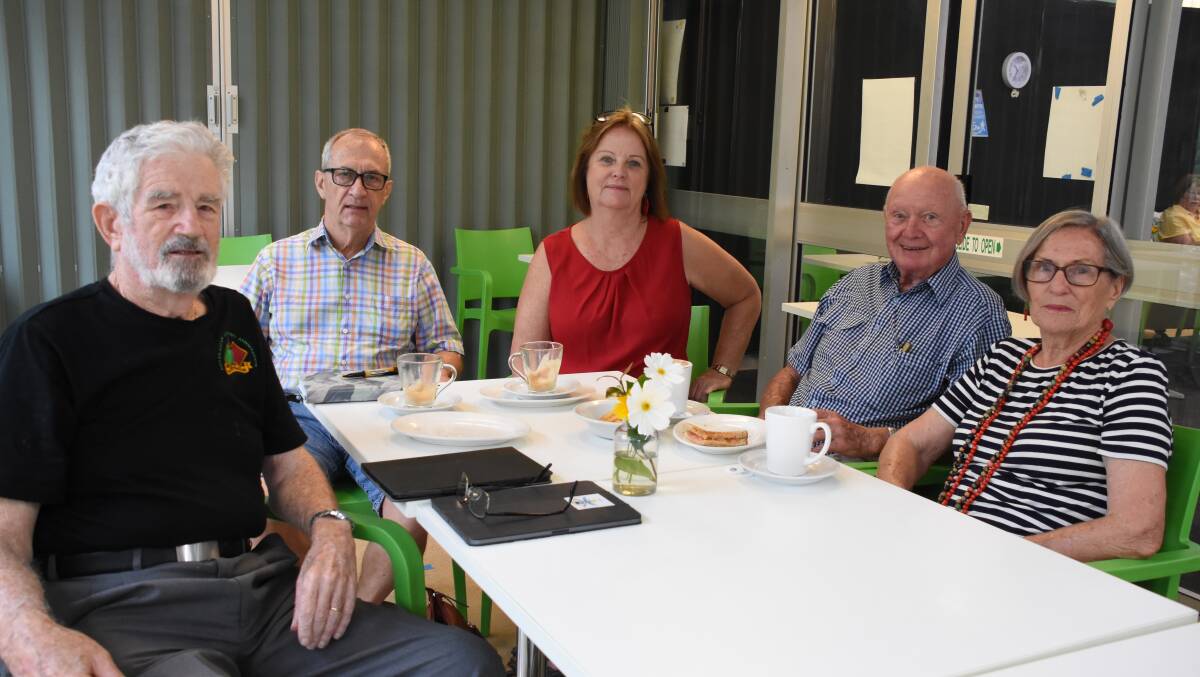 TEA TIME: John Butler with Steve Cox, Rhonda Andrew and Ken and Roma Ward at the Memory Cafe at the Donald Simpson Centre in Cleveland.