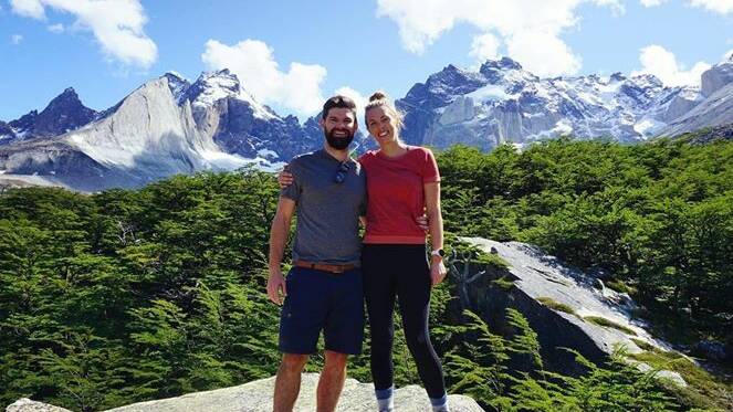 REUNITED: Meagan Thomson and Adam Douglas are home safely after being stranded in South America.