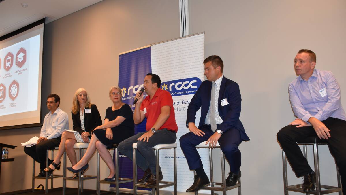 THE PANEL: Oodgeroo MP Mark Robinson, Oodgeroo candidate Claire Richardson, Redlands MP Kim Richards, Capalaba MP Don Brown, Redlands LNP candidate Henry Pike and Capalaba candidate Paul Branagan