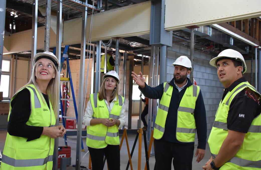 UNDER CONSTRUCTION: Redlands MP Kim Richards, Training and Skills Development minister Shannon Fentiman, QBuild project manager Ben Harris and Capalaba MP Don Brown on site at the Alexandra Hills TAFE nursing facility upgrade.