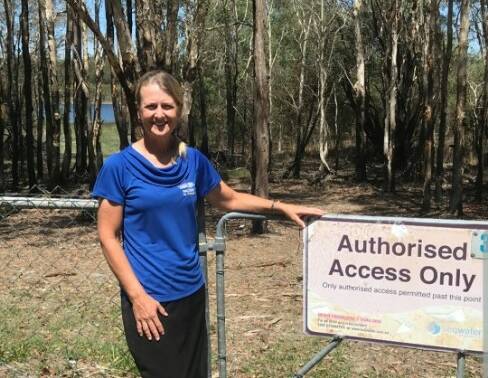 WATER SPORTS: Capalaba LNP candidate Bev Walters at the entrance to the Leslie Harrison Dam.