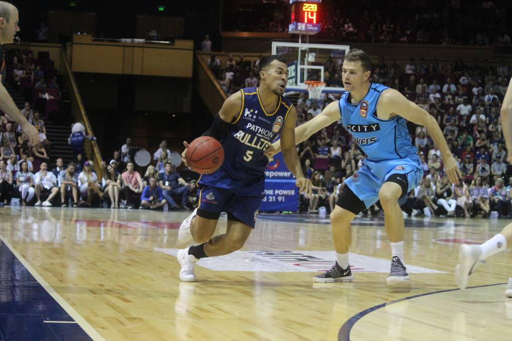 To the hoop: Brisbane import Stephen Holt came off the bench to score nine points for the Bullets. Photo: Joshua Paterson