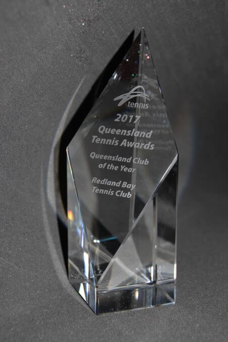 One for the cabinet: The Queensland club of the year award won by Redland Bay Tennis Club.