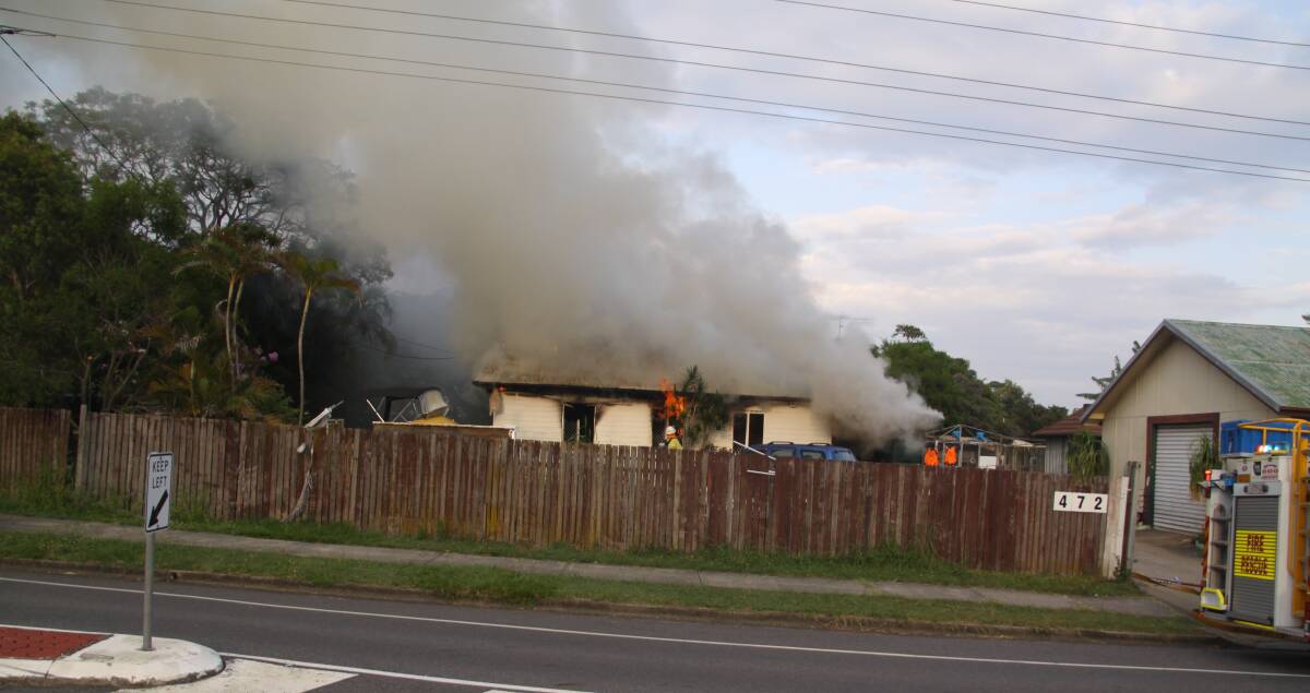FIRE: A house fire in Birkdale on Sunday. Photo: Grant Spicer