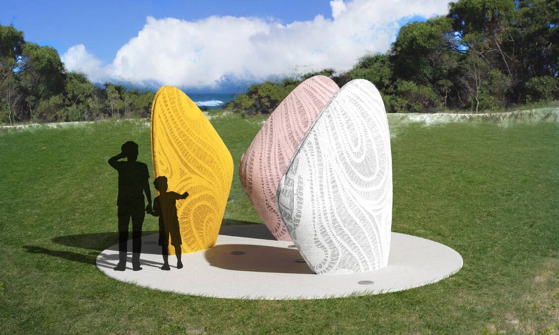 DESIGNS: Delvene Cockatoo-Collins' artwork of eugarie shells is to be installed at the Gorge Walk trail head, opposite the shops, at Mulumba (Point Lookout).