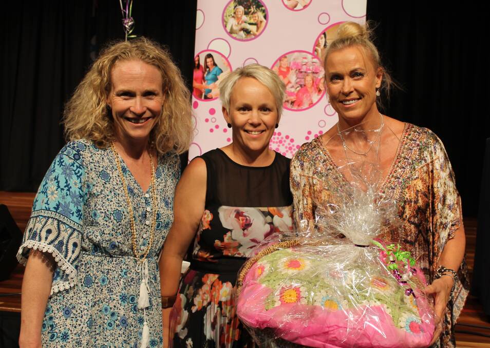 Inspiring: Anita Beasley and Katrina Beutel from the Redlands Centre for Women with guest speaker and triple Olympian Lisa Curry at the centre's high tea fundraiser. Photo: Cheryl Goodenough