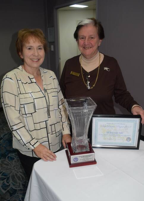 RECOGNISED: Soroptimist International Bayside members Jacky Burkett and Eileen Mitchell with their best practice awards. Photo: Supplied