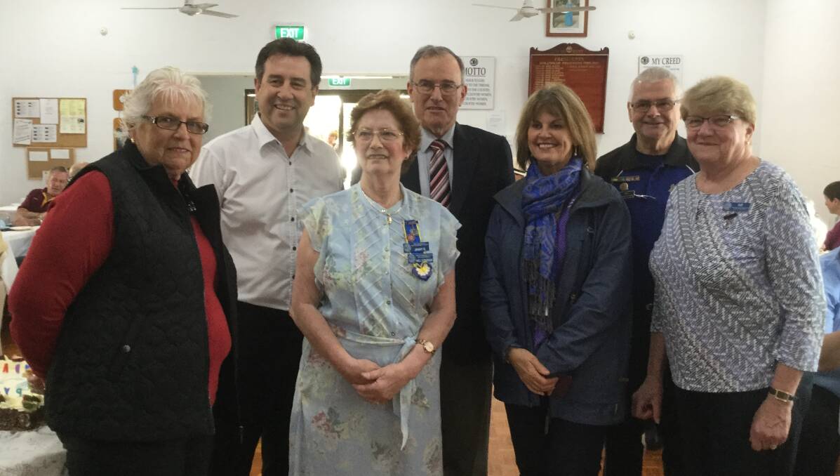 CELEBRATING: CWA Redlands vice president Val Connolly, MP Mark Robinson, CWA Redlands member Jenny Gaudron, Redlands2030's Steve McDonald, Cr Wendy Boglary, volunteer in policing Ken Dickson and Greater Brisbane CWA division president Sue Baillie at the celebrations.