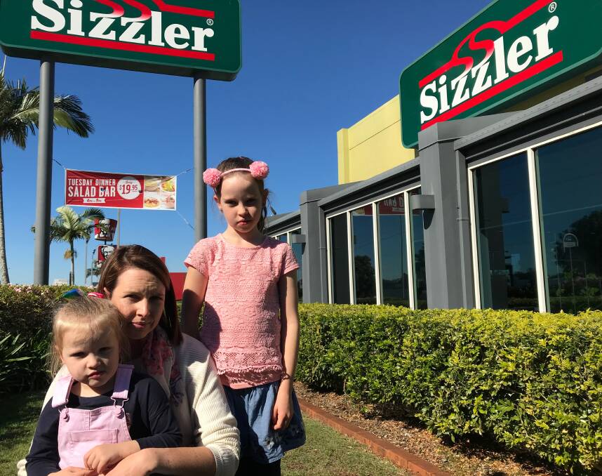CREATING MEMORIES: Manly resident Kirsty Johnston took her daughters Charlotte, 8, and Piper, 3 to Sizzler for lunch in July because she knew the restaurant would soon close. Photo: Jocelyn Garcia