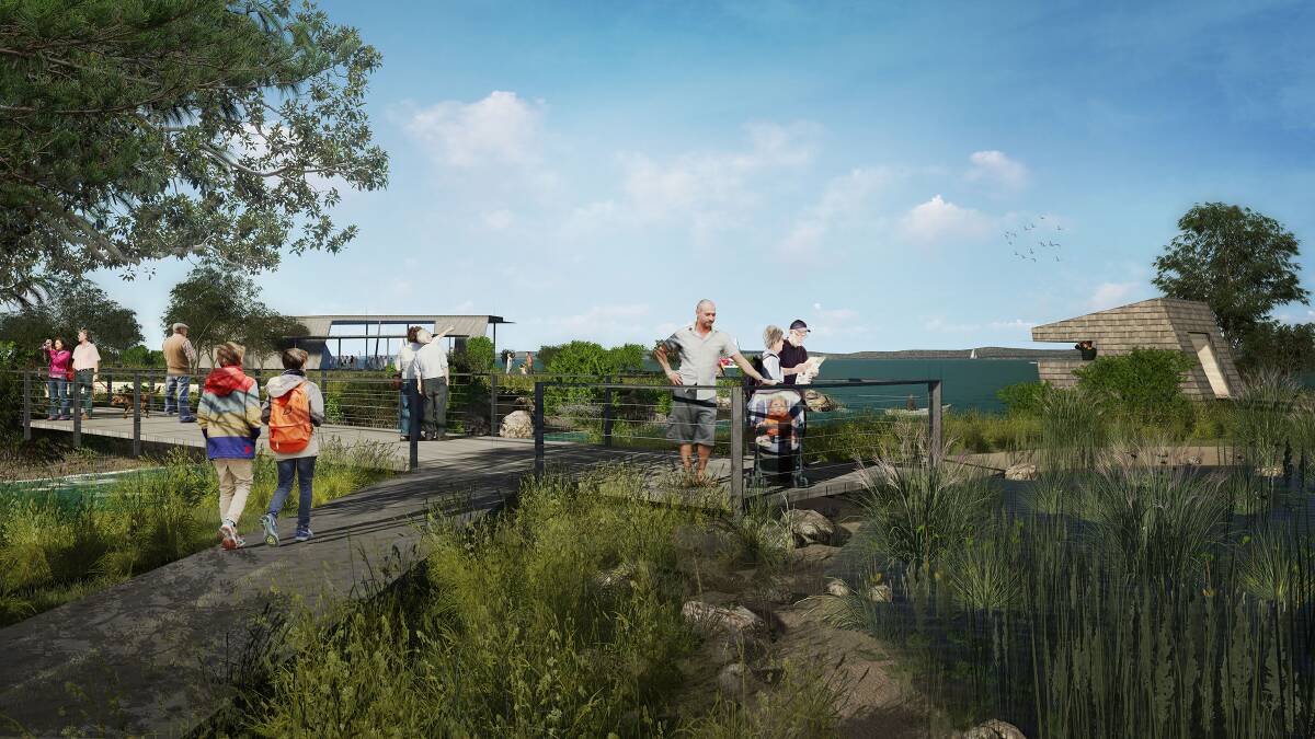 IMAGERY: An impression of the area near the project's wetland education and cultural centre, which would include low impact walking trails and bird hides.