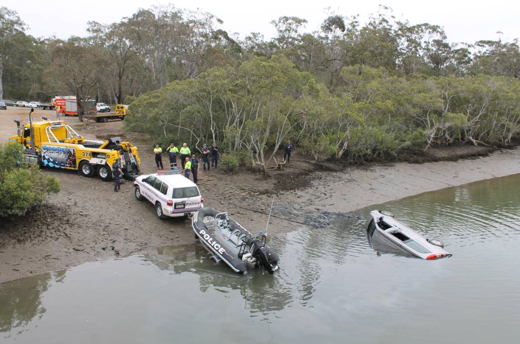 RECOVERY: A stolen Mercedes Benz Vito was recovered from Tingalpa Creek near the boat ramp on Thursday morning. Photo: Cheryl Goodenough