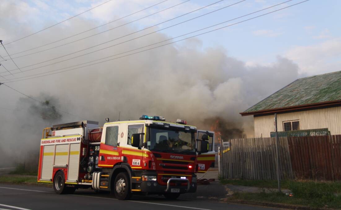 ON SCENE: A fire truck on the scene of a house fire in Birkdale on Sunday. Photo: Grant Spicer