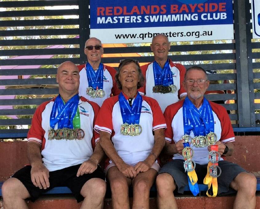 MEDALLISTS: John King and Peter Fitzgerald, with (front) Trevor Green, Dorothy Simmons and Rod Mackenzie won medals at the Pan Pacific Masters Games.