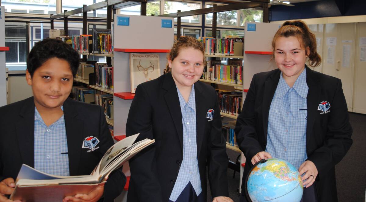 PACKING BAGS: Capalaba State College students Tej Stewart-Ramji, Ashleigh Walker and Kaitlin Fuller will take part in the World Scholar's Cup in Athens next month. Photo: Supplied