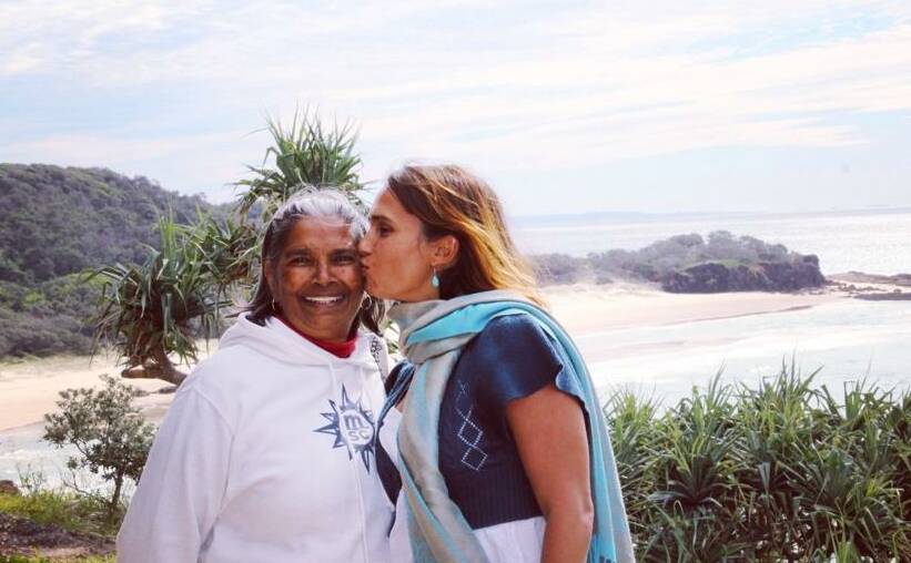 Evelyn Parkin with her daughter Delvene Cockatoo-Collins on the day they saw Migaloo in 2014.