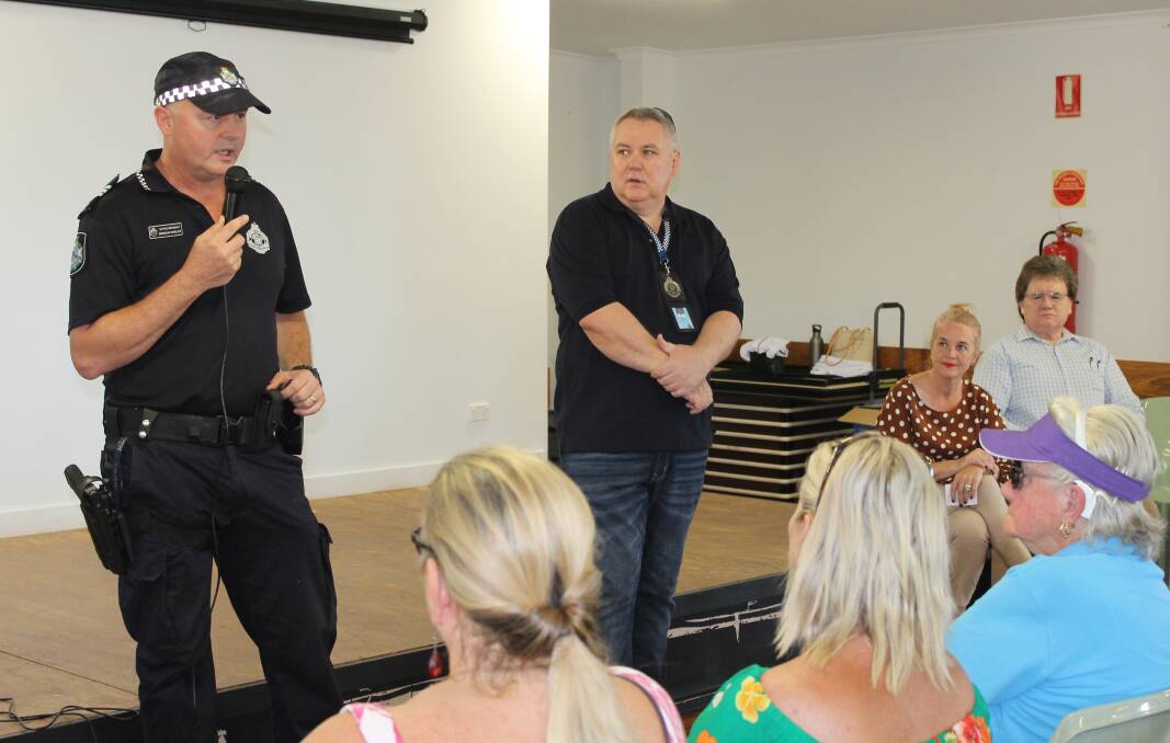 FORUM: Police address Coochiemudlo Island residents at a community safety forum hosted by Redlands MP Kim Richards and Cr Lance Hewlett. Photo: Cheryl Goodenough