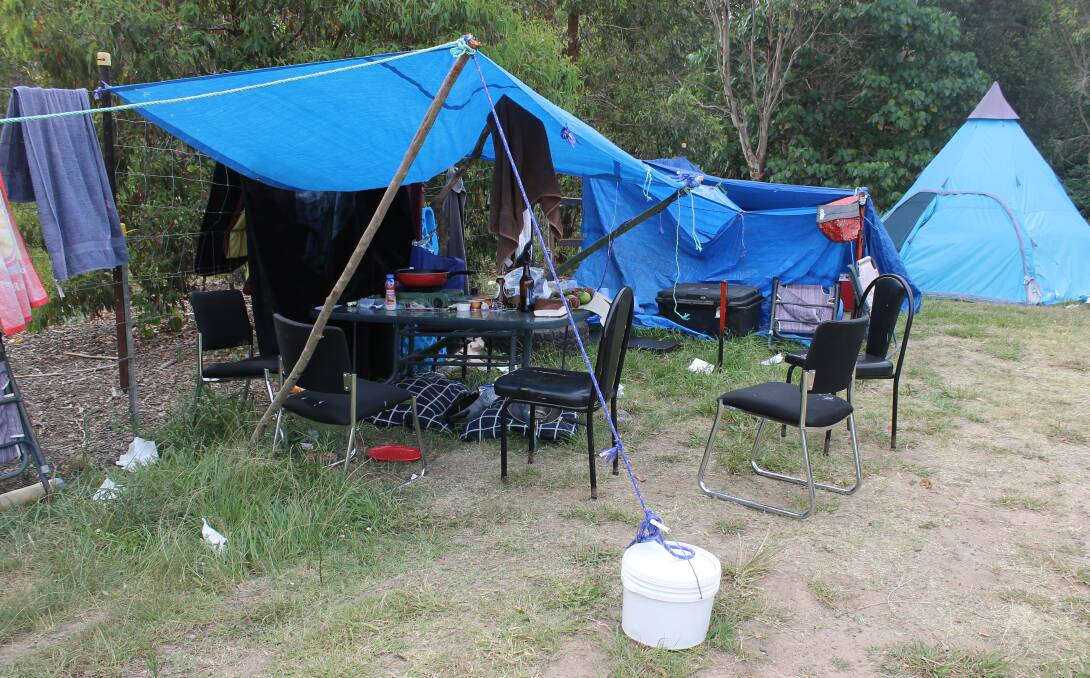 SLEEPING ROUGH: About eight people who had been living in tents on a reserve at Capalaba have moved on. It is understood six of them were sleeping under a building in the Redlands last week. Photo: Cheryl Goodenough
