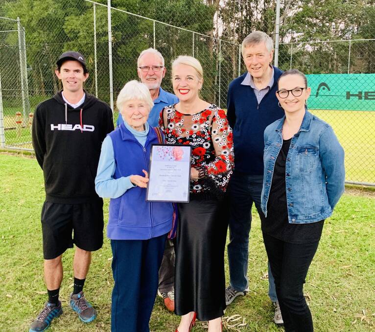 RECIPIENTS: Redlands MP Kim Richards with members of the Redland Bay Tennis Club, which received $34,000 for tennis court resurfacing.