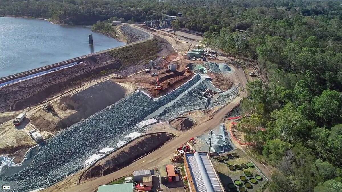 DAM: Work on progress at Leslie Harrison Dam.