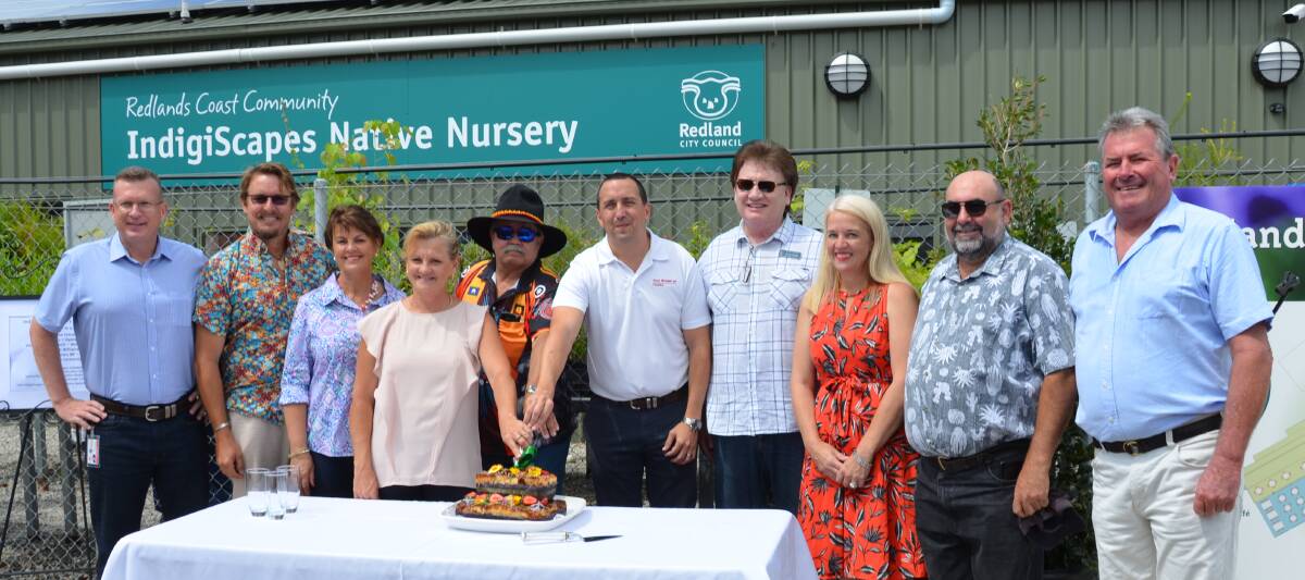 CELEBRATING: Councillors Paul Golle, Paul Bishop and Wendy Boglary, with mayor Karen Williams, Uncle Norm Enoch, Capalaba MP Don Brown, deputy mayor Lance Hewlett, Redlands MP Kim Richards and councillors Mark Edwards and Murray Elliott at the opening.