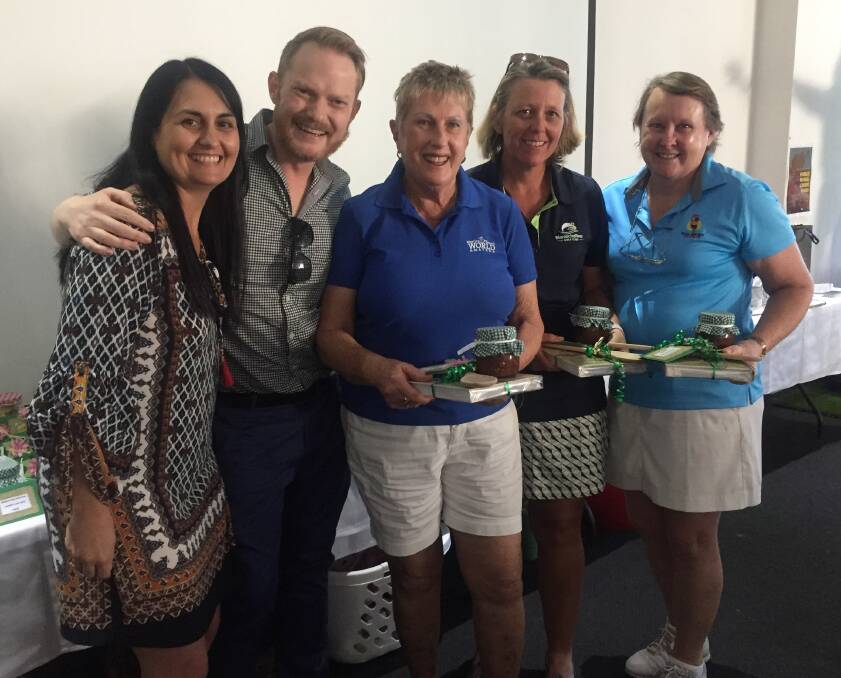WINNERS: Katina Ricca and Garth Daniels from sponsors the Espresso Bar at Victoria Point with winners Ros Green, Ngaire Kimball and Leigh Pearson.